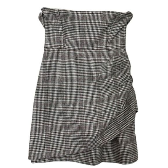 ‼️SOLD‼️HOUSE OF HARLOW NWT Gray Strapless Wool Blend Houndstooth Mini Dress - Picture 14 of 16